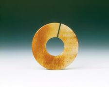 Jade slit disc, Western Han dynasty, China, 206 BC-8. Creator: Unknown