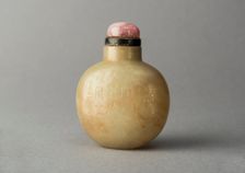Jade snuff bottle with incised characters, China, Qing dynasty, 1644-1911. Creator: Unknown
