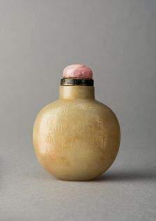 Jade snuff bottle with incised characters, China, Qing dynasty, 1644-1911. Creator: Unknown