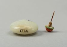 Jade snuff bottle with plum tree and characters on reverse, China, Qing dynasty, 1644-1911. Creator: Unknown
