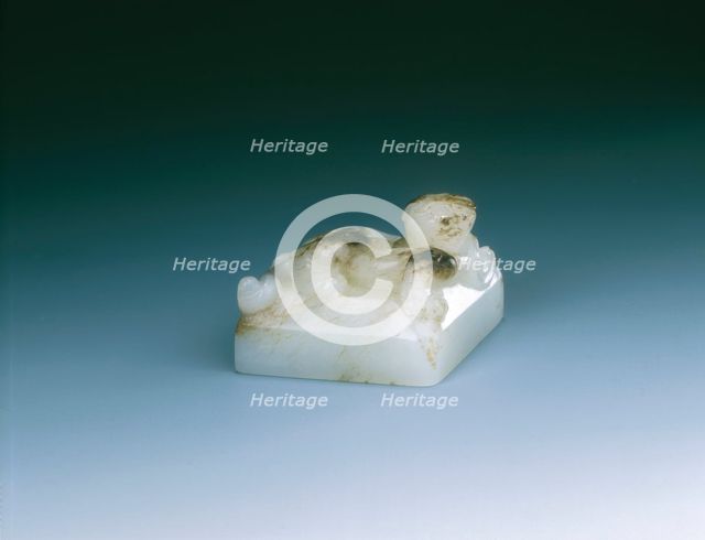Jade square seal with kui dragon finial, early Six Dynasties period or earlier, China, c220-589. Artist: Unknown