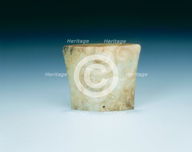 Jade sword scabbard chape, Western Han dynasty, China, 206 BC-8 AD. Creator: Unknown.