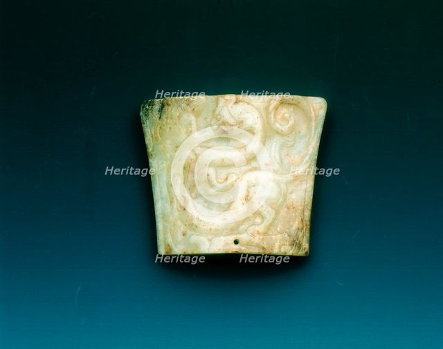 Jade sword scabbard chape, Western Han dynasty, China, 206 BC-8 AD. Creator: Unknown.