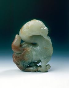Jade standing qilin, Yuan dynasty, China, 1279-1368. Creator: Unknown