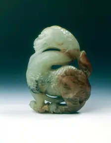 Jade standing qilin, Yuan dynasty, China, 1279-1368. Creator: Unknown