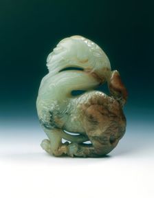 Jade standing qilin, Yuan dynasty, China, 1279-1368. Creator: Unknown