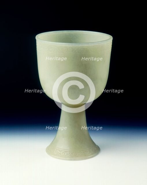 Jade stem cup, Chinese, 12th-14th century. Creator: Unknown.