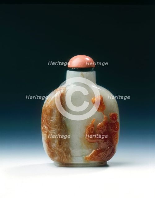 Jadeite snuff bottle with four different colours, Qing dynasty, China, 19th century. Artist: Unknown