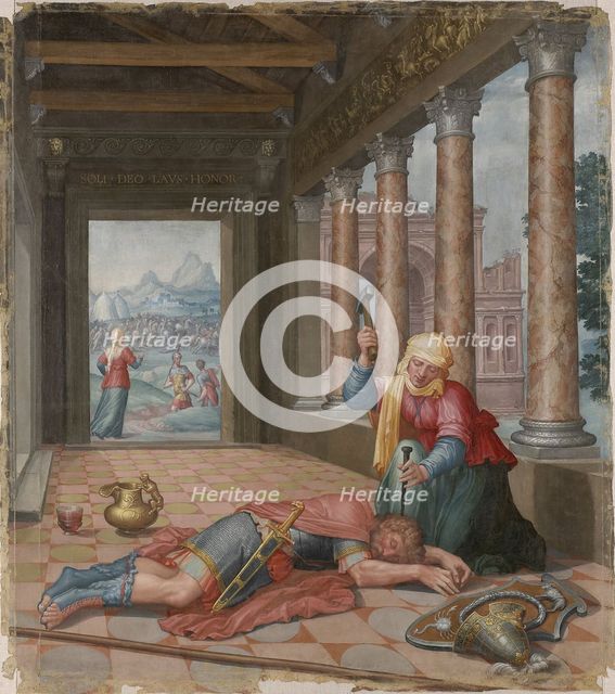 Jael and Sisera. From the Cycle "The Virtuous Women" (Les Femmes vertueuses), c1547. Creator: Lambert Lombard.