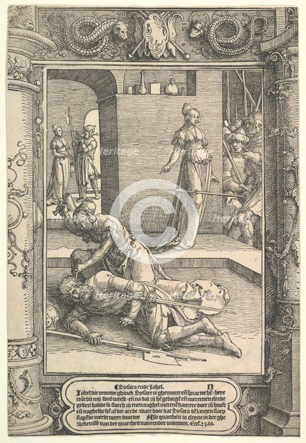 Jael Killing Sisera, ornamental frame, ca. 1517. Creator: Lucas van Leyden.