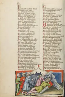 Jael Slaying Sisera; Weltchronik, about 1400-1410. Creator: Unknown