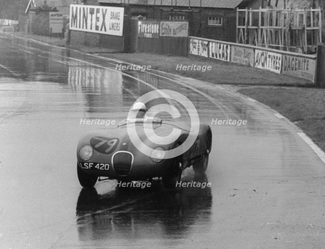 Jaguar C type at Aintree 1955. Reg LSF 420. Creator: Unknown.