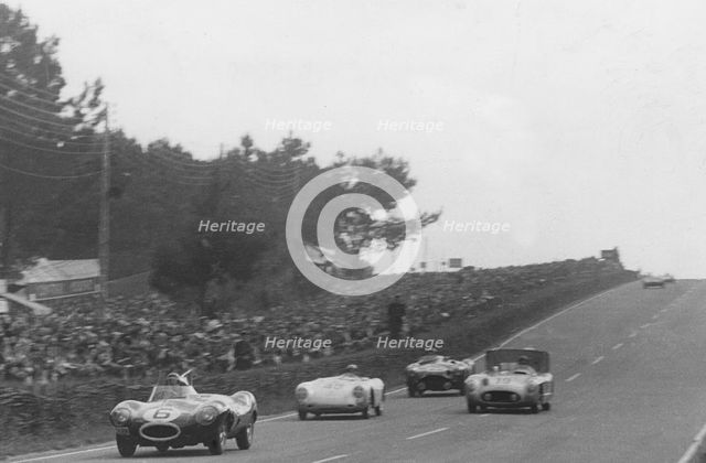 Jaguar D type, Mike Hawthorn 1954 Le Mans. Creator: Unknown.