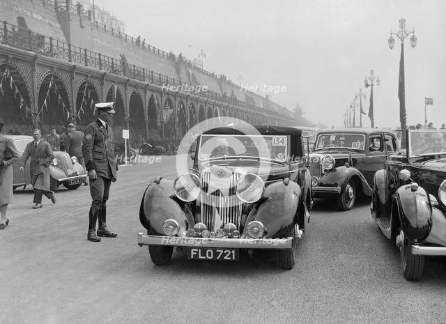 Jaguar SS of TH Bridgewater at the RAC Rally, Brighton, Sussex, 1939. Artist: Bill Brunell.