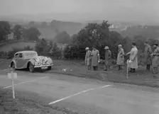 Jaguar SS saloon of BA Hickman competing in the South Wales Auto Club Welsh Rally, 1937 Artist: Bill Brunell
