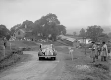 Jaguar SS saloon of SG Davies competing in the South Wales Auto Club Welsh Rally, 1937 Artist: Bill Brunell
