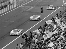 Jaguars taking the first two places at the Le Mans 24 Hours, France, 1990