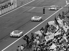Jaguars taking the first two places at the Le Mans 24 Hours, France, 1990