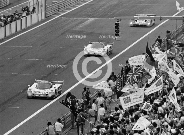 Jaguars taking the first two places at the Le Mans 24 Hours, France, 1990. Artist: Unknown