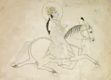 Jai Singh III of Jaipur (r. 1818-1835) Riding, c. 1820. Creator: Unknown