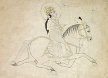 Jai Singh III of Jaipur (r. 1818-1835) Riding, c. 1820. Creator: Unknown