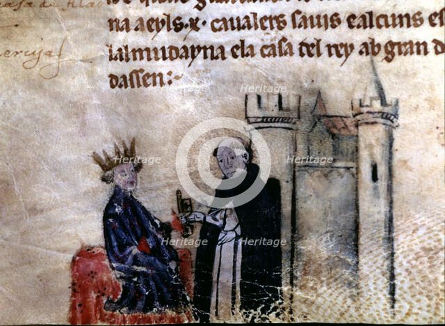 Jaime I 'The Conqueror' (1208-1276), King of Aragon and Catalonia with Miquel Fabra friar of the …