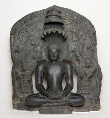 Jaina Tirthankara Parshvanatha with Serpent Hood Seated in Meditation..., 12th century. Creator: Unknown