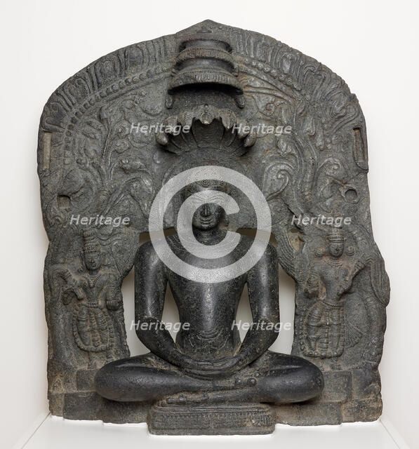 Jaina Tirthankara Parshvanatha with Serpent Hood Seated in Meditation..., 12th century. Creator: Unknown.