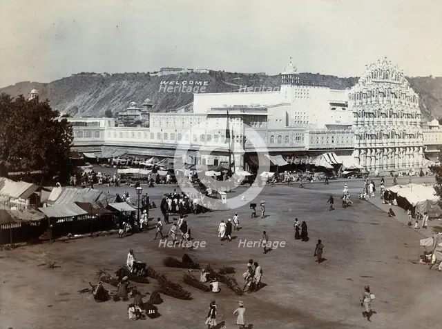 Jaipur: Palace of the winds, with the market place around, 19th century. Creator: Unknown.