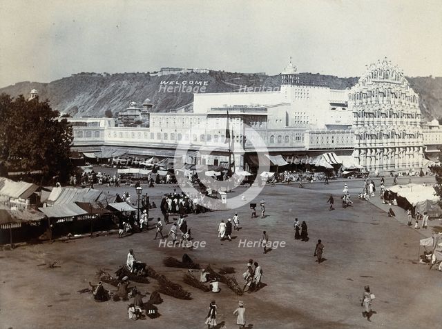 Jaipur: Palace of the winds, with the market place around, 19th century. Creator: Unknown.