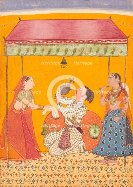 Jaladhara Ragaputra, Son of Megha Mallar Raga, Folio from a Ragamala..., between c1685 and c1690. Creator: Unknown.
