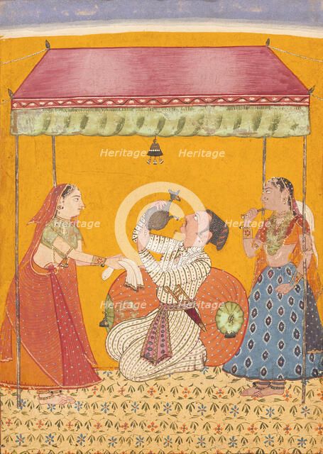 Jaladhara Ragaputra, Son of Megha Mallar Raga, Folio from a Ragamala..., between c1685 and c1690. Creator: Unknown.