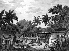 James Cook, English navigator, witnessing human sacrifice in Taihiti (Otaheite) c1773 (1815)