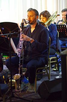 James Allsopp, Stan Sulzmann’s Neon Orchestra, Watermill Jazz Club, Dorking, Surrey, Nov 2023. Creator: Brian O'Connor