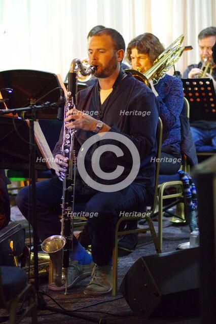 James Allsopp, Stan Sulzmann’s Neon Orchestra, Watermill Jazz Club, Dorking, Surrey, Nov 2023. Creator: Brian O'Connor.