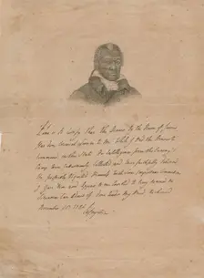 James Armistead Lafayette - Facsimile of the Marquis de Lafayette's original certificate..., 1784. Creator: Unknown