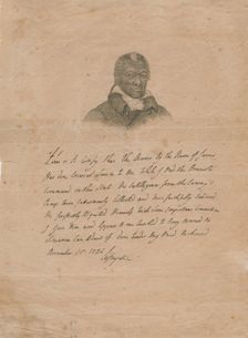 James Armistead Lafayette - Facsimile of the Marquis de Lafayette's original certificate..., 1784. Creator: Unknown