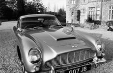 Thumbnail image of James Bond's Aston Martin DB5, used in the film Goldfinger, (c1964?). Artist: Unknown