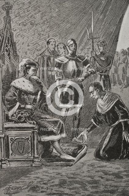 James before Ferdinand I of Aragon, Count of Urgell's revolt (1413-1414), 1890.  Creator: Joan Serra y Pausas.