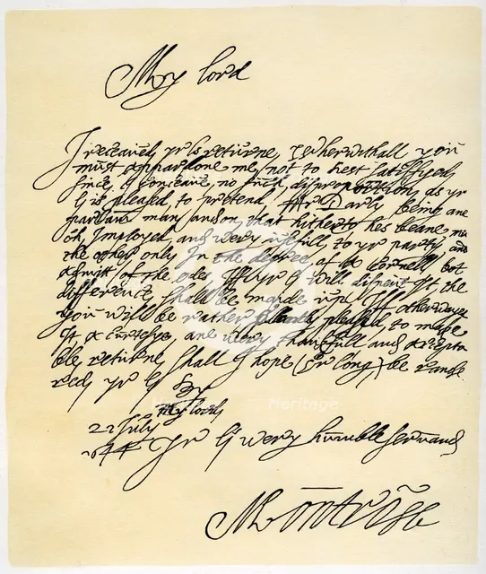 James Graham, Marquis of Montrose, to Ferdinando, Lord Fairfax, 22nd July 1644.Artist: James Graham, 1st Marquess of Montrose