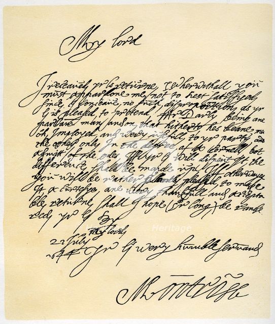 James Graham, Marquis of Montrose, to Ferdinando, Lord Fairfax, 22nd July 1644.Artist: James Graham, 1st Marquess of Montrose
