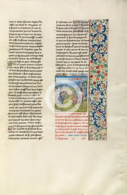 James Douglas and Henry Percy Facing Each Other; Chroniques (Book Three), about 1480-1483. Creator: Unknown.