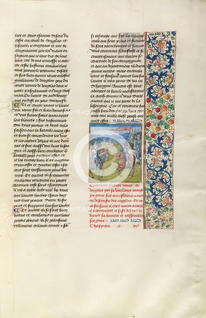 James Douglas and Henry Percy Facing Each Other; Chroniques (Book Three), about 1480-1483. Creator: Unknown.