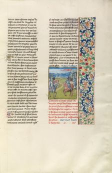James Douglas and Henry Percy Facing Each Other; Chroniques (Book Three), about 1480-1483. Creator: Unknown