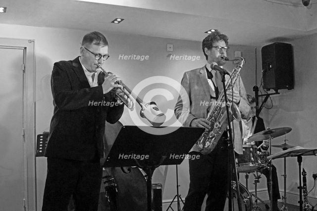 James Davison and Duncan Hemstock, Davison-Hemstock Quintet, Spike’s Place, Beckenham, Kent, 2024. Creator: Brian O'Connor.