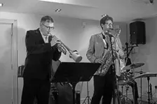 James Davison and Duncan Hemstock, Davison-Hemstock Quintet, Spike’s Place, Beckenham, Kent, 2024. Creator: Brian O'Connor