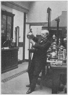 James Dewar, Scottish chemist and physicist in his laboratory, c1890. Creator: Unknown