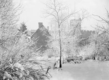 James E. Scripps house in snow, Detroit, Mich., between 1900 and 1905. Creator: Unknown
