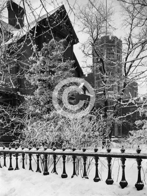 James E. Scripps house in snow, Detroit, Mich., between 1900 and 1905. Creator: Unknown.