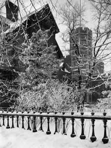 James E. Scripps house in snow, Detroit, Mich., between 1900 and 1905. Creator: Unknown